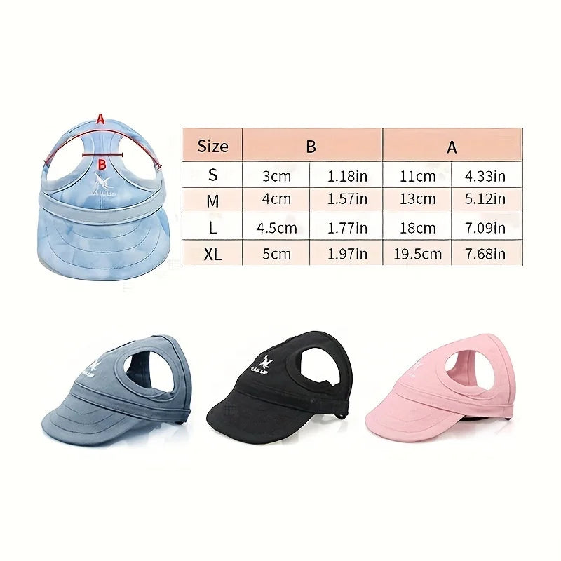 An adjustable PVC dog sun hat with elastic band - suitable for waterproof pet hats of small, medium, and large breeds