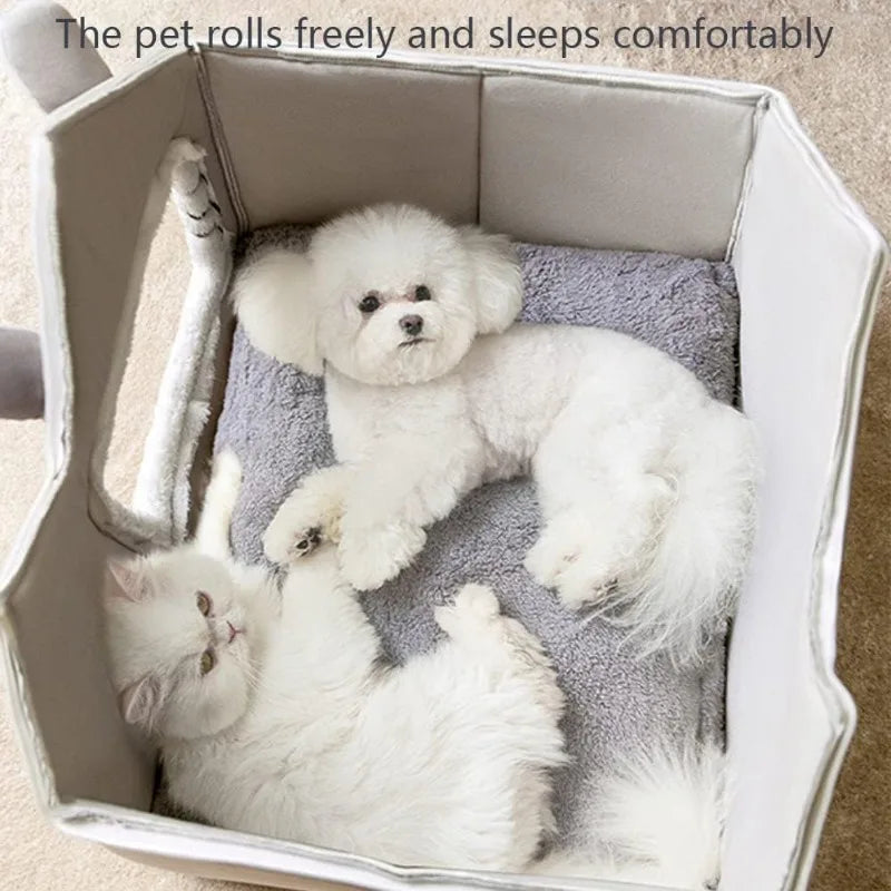 Luxury Double Roof Indoor Dog House Cat Nest,Foldable Warm Soft Kennel,30D High Elastic Memory Sponge,Removable