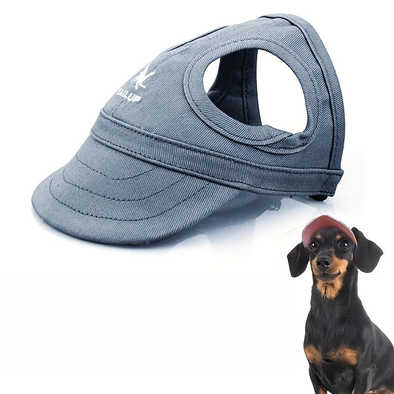 An adjustable PVC dog sun hat with elastic band - suitable for waterproof pet hats of small, medium, and large breeds