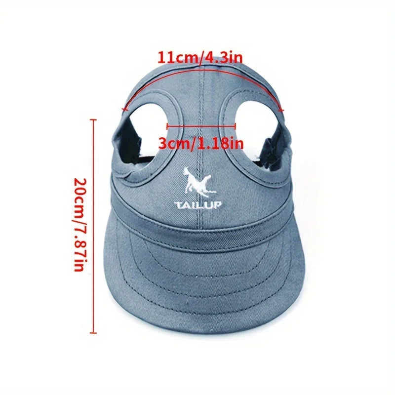 An adjustable PVC dog sun hat with elastic band - suitable for waterproof pet hats of small, medium, and large breeds