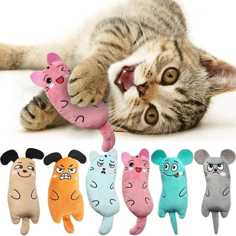 Interactive Catnip Plush Toy Funny Squeaky Chew Toy for Kittens Mini Teeth Grinding Textures Cute Cat Teething Play Accessory