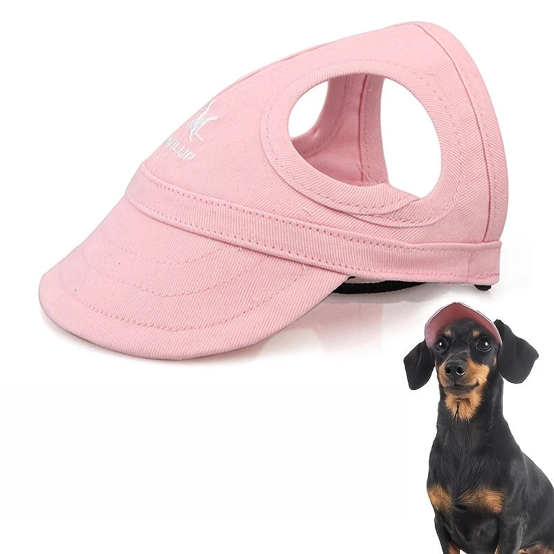 An adjustable PVC dog sun hat with elastic band - suitable for waterproof pet hats of small, medium, and large breeds