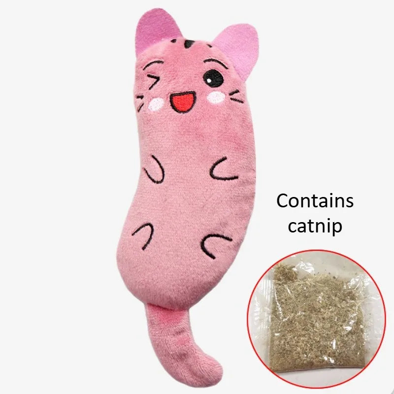 Interactive Catnip Plush Toy Funny Squeaky Chew Toy for Kittens Mini Teeth Grinding Textures Cute Cat Teething Play Accessory