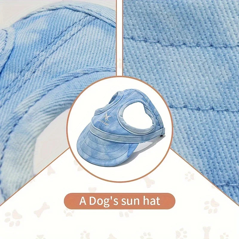 An adjustable PVC dog sun hat with elastic band - suitable for waterproof pet hats of small, medium, and large breeds