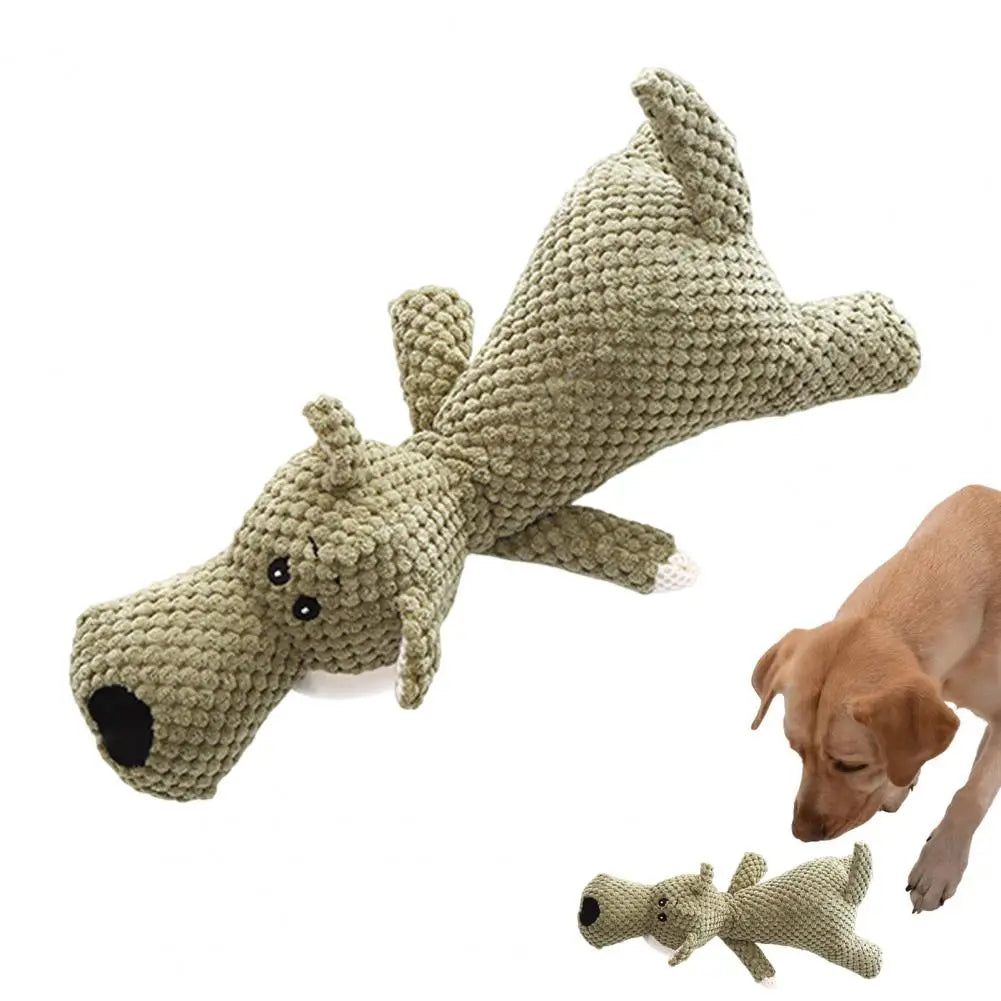 Large Dog Toy Bite-Resistant Sound Plush Toy Lion Wolf Elephant Cartoon Pet Toy Squeaky For Small & Medium Dogs