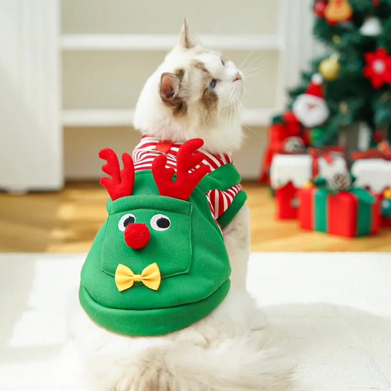 Merry Christmas Pet Clothes Dog Coat Cat Clothing Xmas Puppy Cosplay Santa Tree Costume Happy Festival Coat Supplies Wholesale