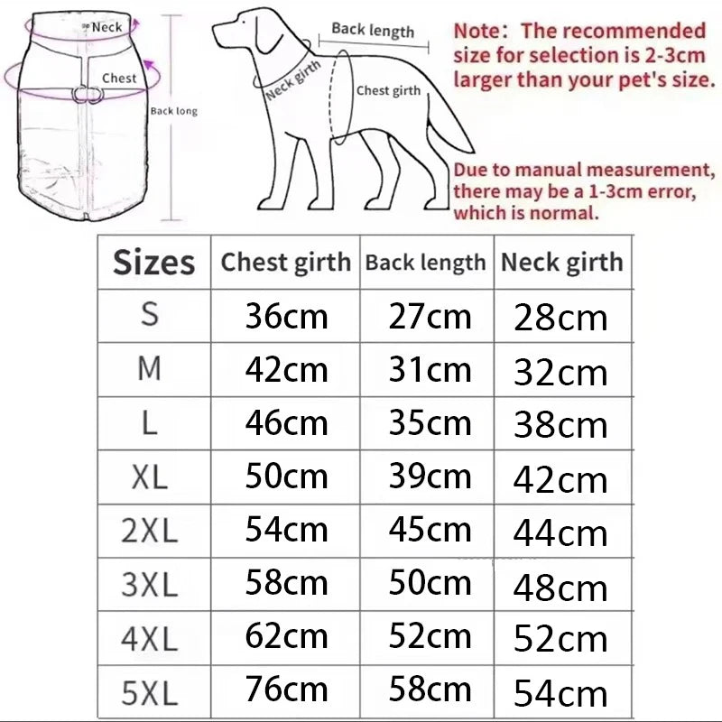 Winter Warm Pet Coats Waterproof Large Dog Down Jacket Pet Clothes for Small Medium Dogs Poodle Golden Retriever Pets Clothes