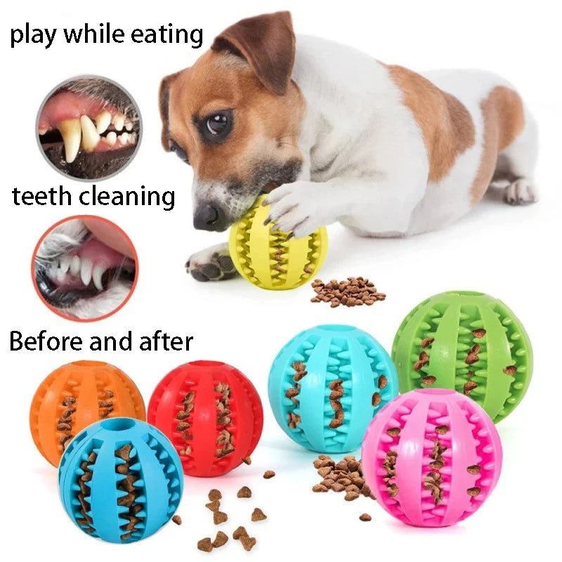 Natural Rubber Pet Dog Toys Dog Chew Toys Tooth Cleaning Treat Ball Extra-tough Interactive Elasticity Ball for Pet Products