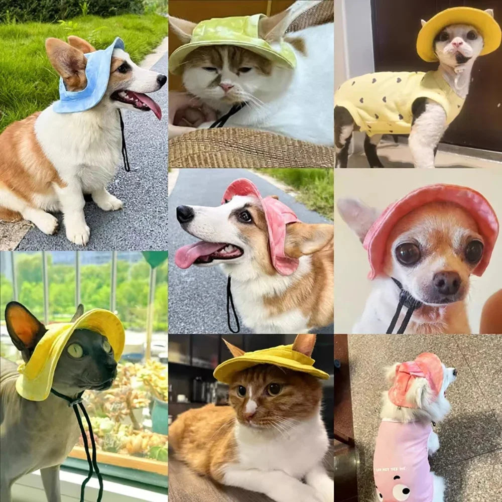 Pets Hat with Ear Holes Adjustable Baseball Cap for Medium Small Dogs Summer Dye Cats Sun Cap Pet Outdoor Hat Pet Supplies