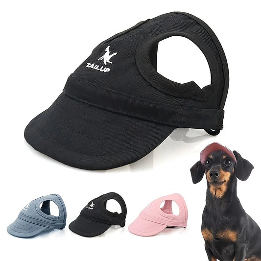 An adjustable PVC dog sun hat with elastic band - suitable for waterproof pet hats of small, medium, and large breeds