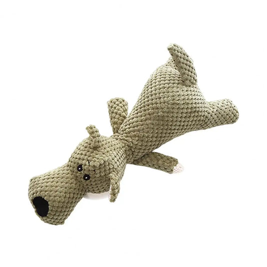 Large Dog Toy Bite-Resistant Sound Plush Toy Lion Wolf Elephant Cartoon Pet Toy Squeaky For Small & Medium Dogs