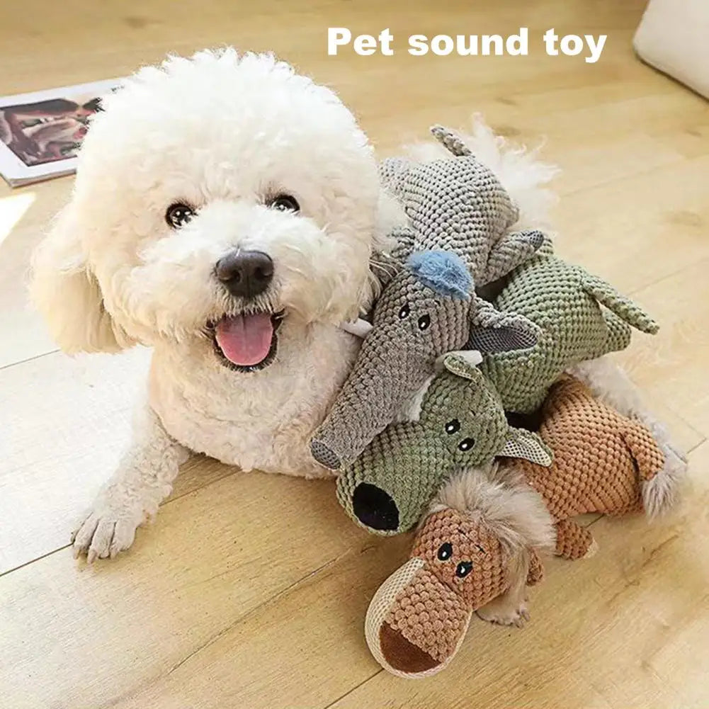 Large Dog Toy Bite-Resistant Sound Plush Toy Lion Wolf Elephant Cartoon Pet Toy Squeaky For Small & Medium Dogs