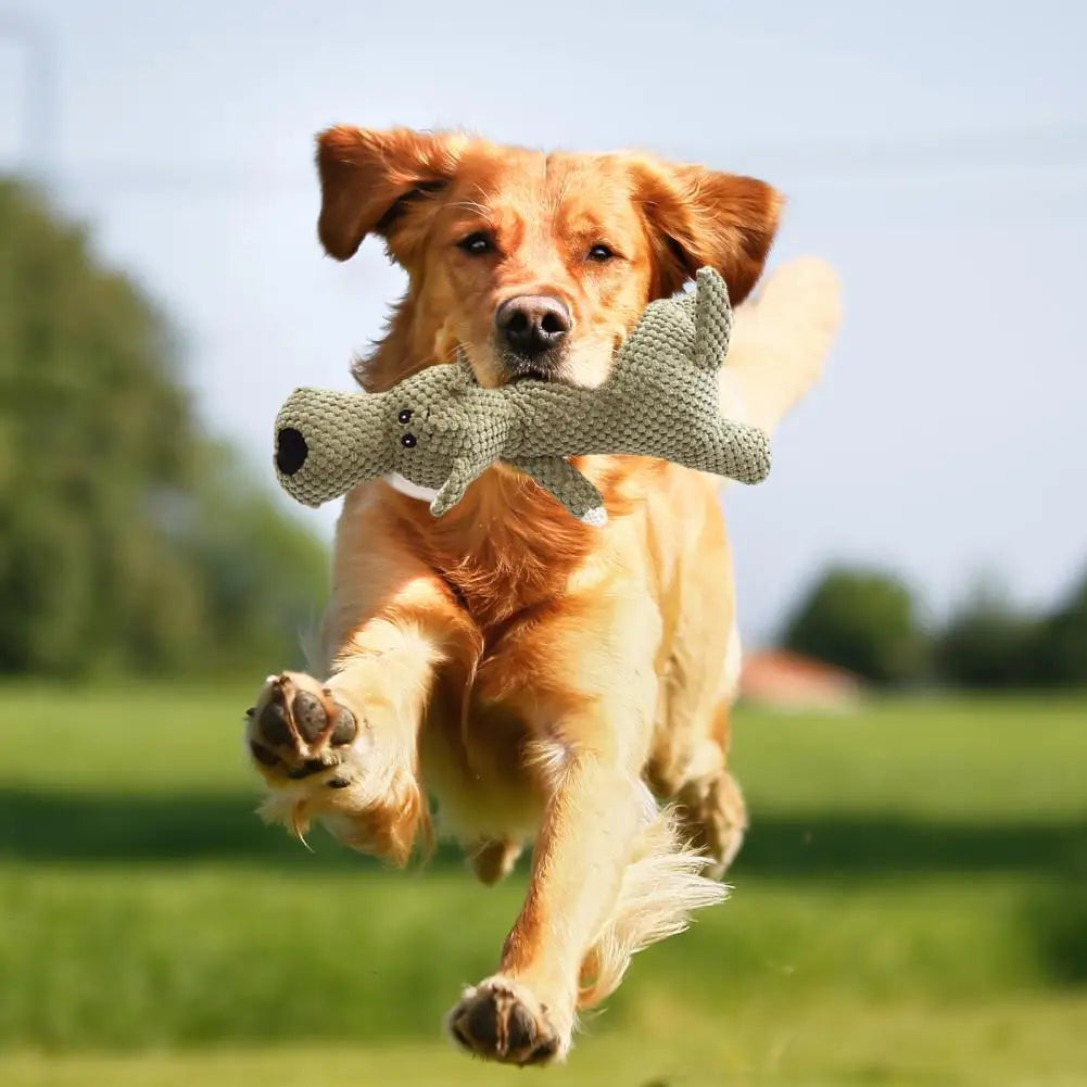 Large Dog Toy Bite-Resistant Sound Plush Toy Lion Wolf Elephant Cartoon Pet Toy Squeaky For Small & Medium Dogs