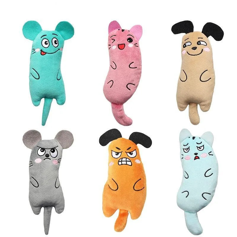 Interactive Catnip Plush Toy Funny Squeaky Chew Toy for Kittens Mini Teeth Grinding Textures Cute Cat Teething Play Accessory