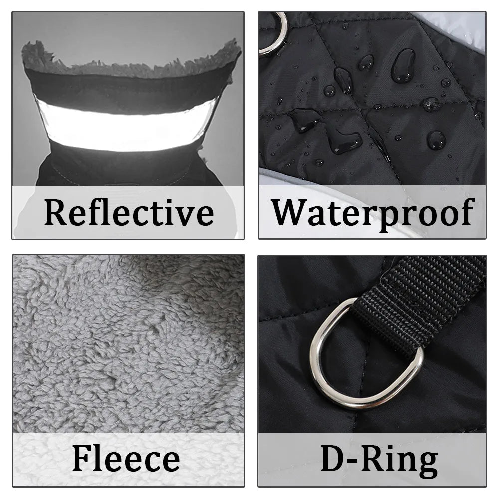 Reflective Pet Jacket Coat Windproof High Neck Cat Clothes Winter Warm Fleece Kitten Apparel With D-Ring For Small Cats Sphynx