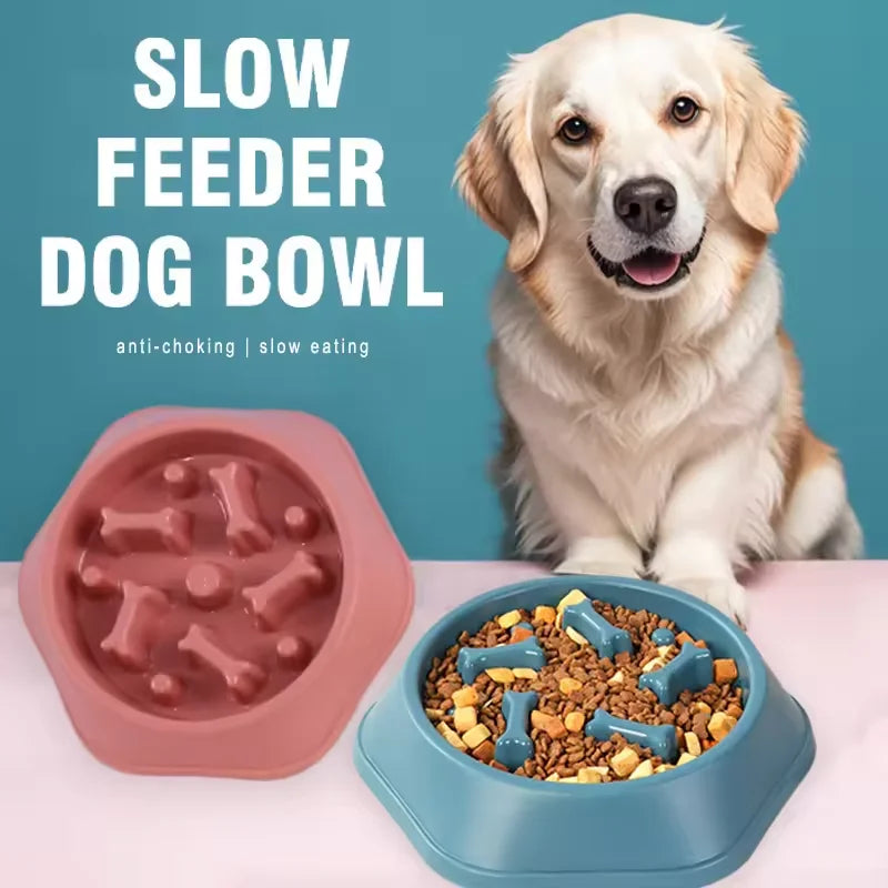 Dog slow food bowl, dog bowl, dog bowl, non-slip pet feeding bowl, small dog and large dog dog food bowl, cat bowl, anti-choking