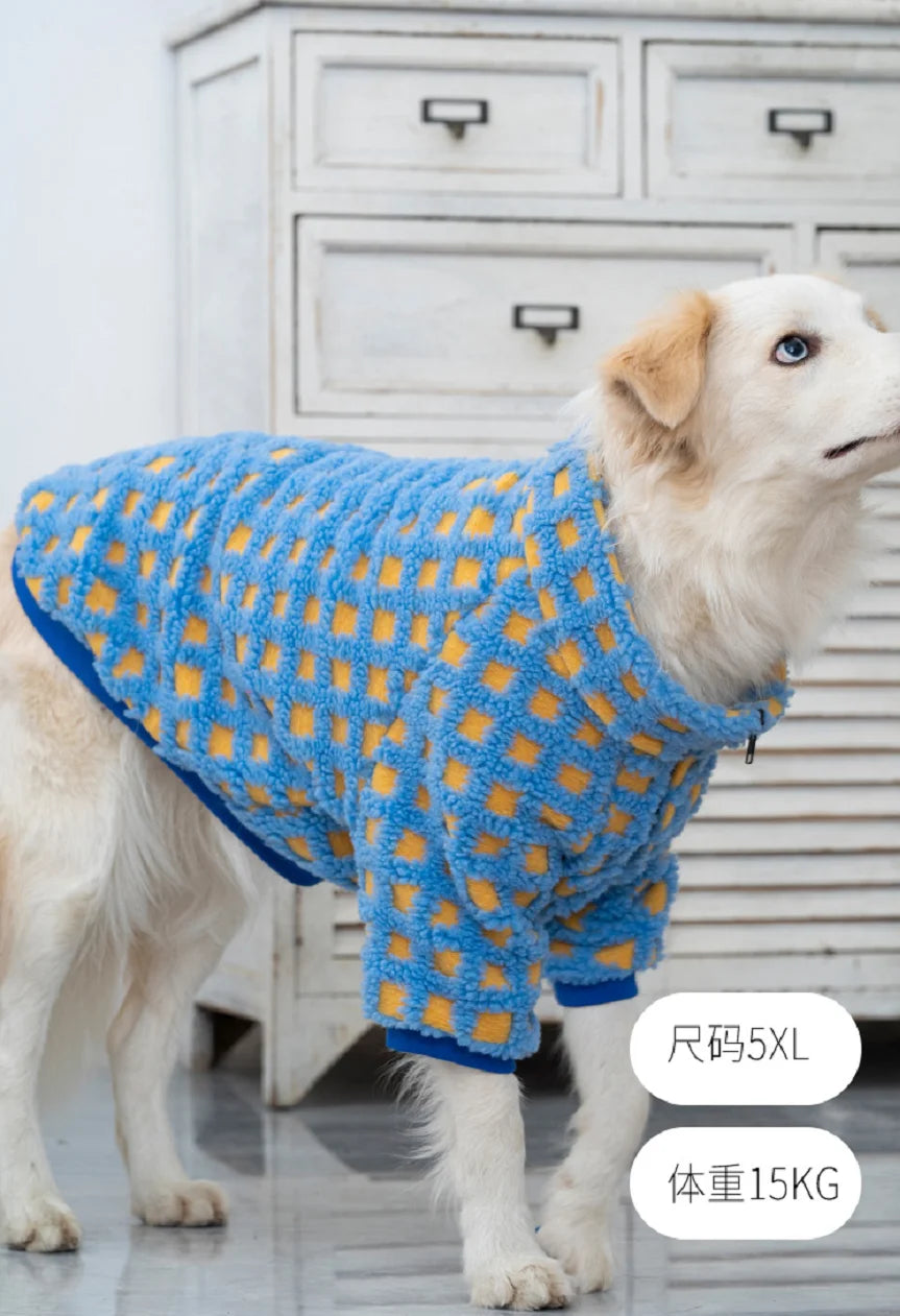 Large Dog Lamb Cashmere Coat, Warm Plush Coat, Autumn and Winter Clothes