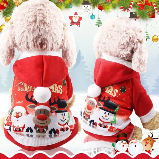 Christmas Dog Hoodies Autumn Winter Warm Coat for Small Medium Dogs Pet Clothes Jacket Sweater Puppy French Bulldog Clothing