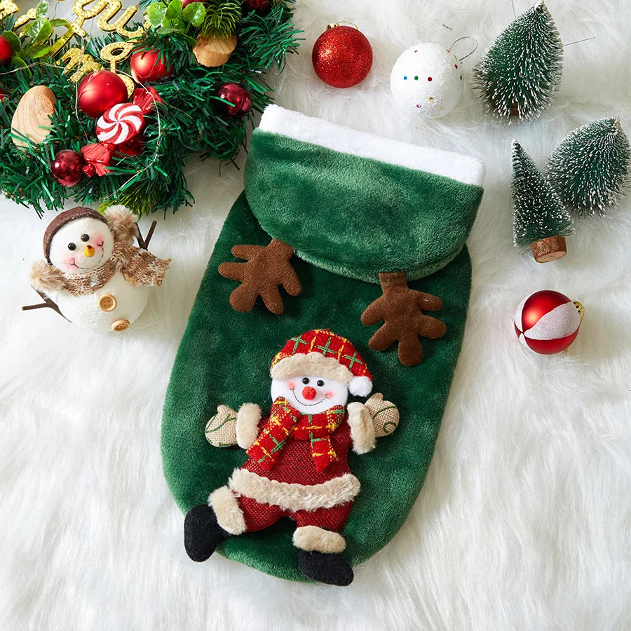 Christmas Dog Clothes Autumn and Winter Flannel Cats Dogs Hoodies Pet Clothes for Small Medium Dogs Christmas Dog Cat Costume