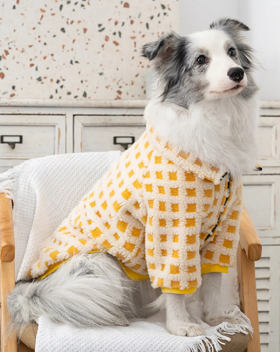 Large Dog Lamb Cashmere Coat, Warm Plush Coat, Autumn and Winter Clothes