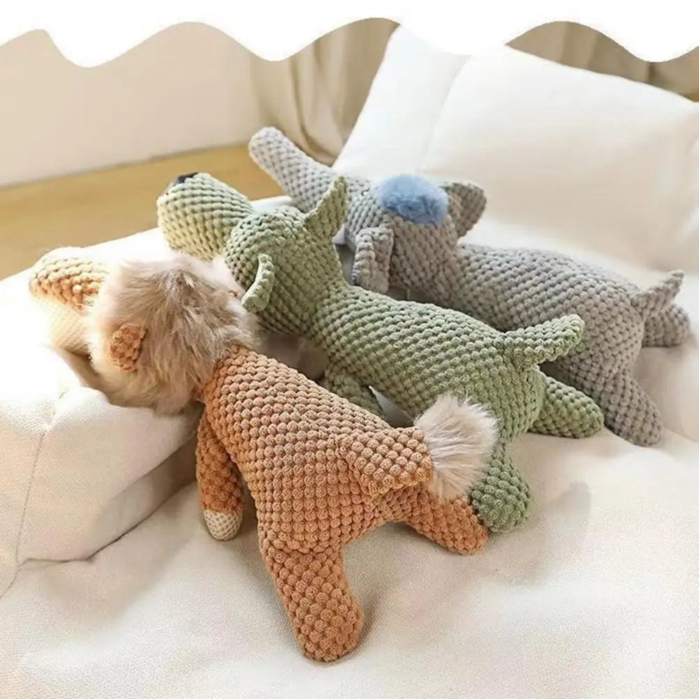 Large Dog Toy Bite-Resistant Sound Plush Toy Lion Wolf Elephant Cartoon Pet Toy Squeaky For Small & Medium Dogs