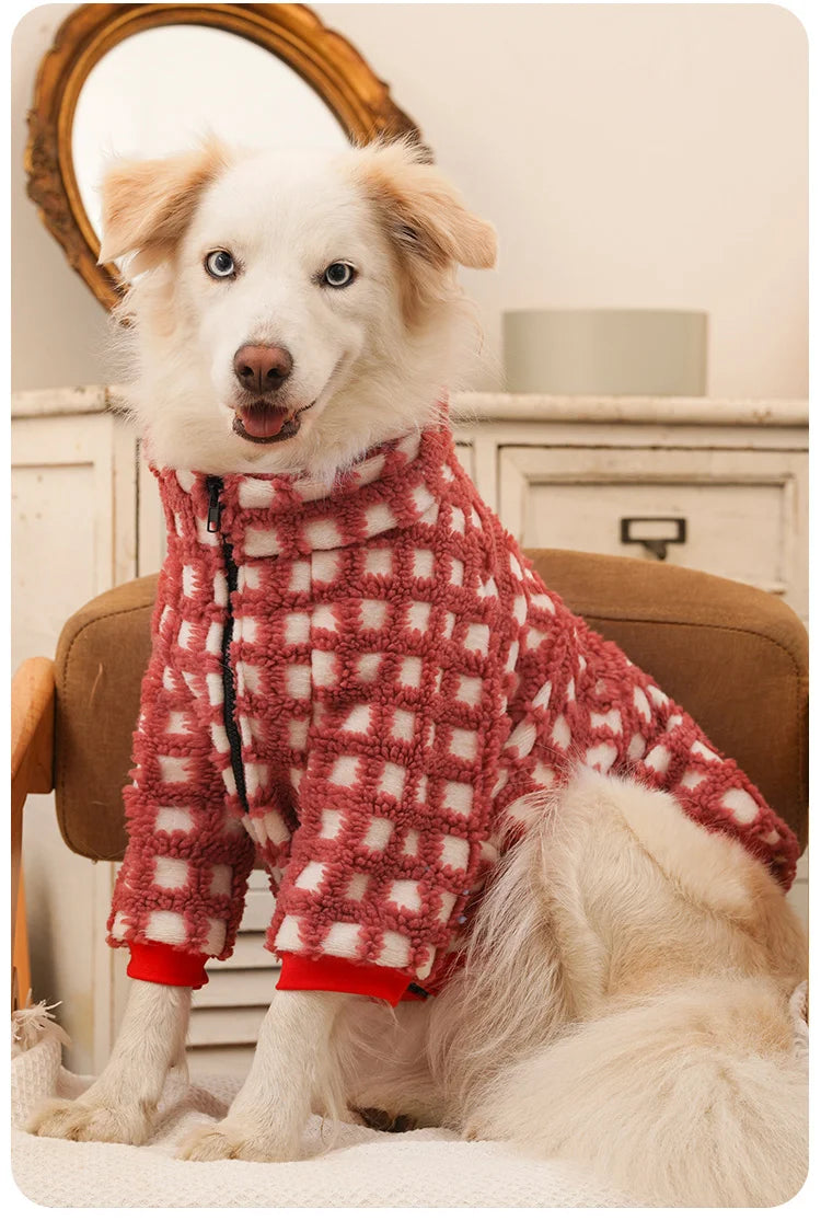Large Dog Lamb Cashmere Coat, Warm Plush Coat, Autumn and Winter Clothes